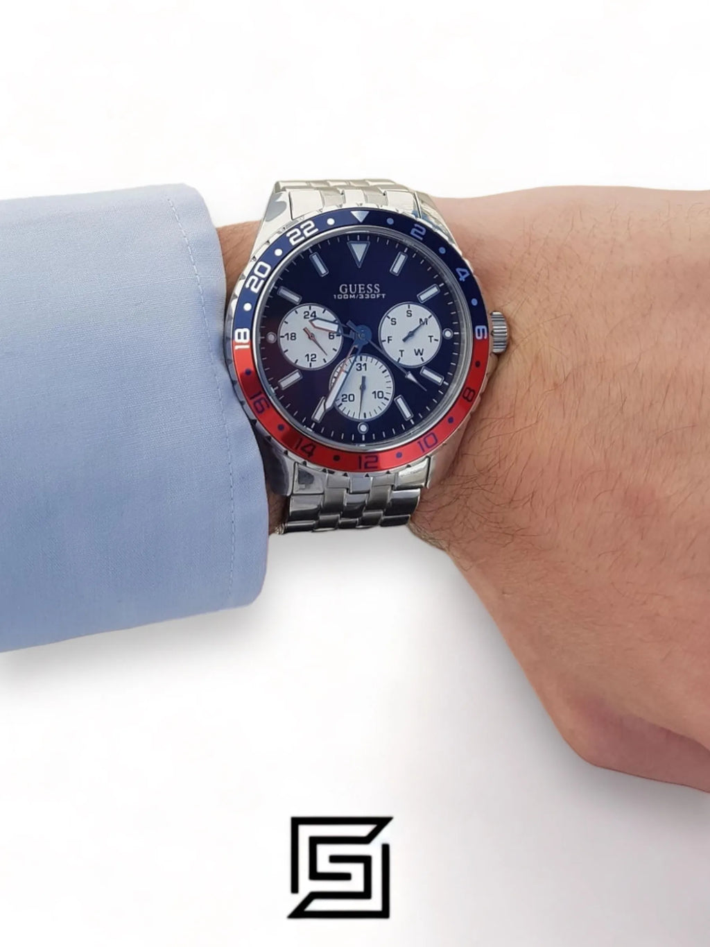 Guess original-watches Odyssey Men's Blue Dial Stainless Steel Band Watch - W1107G2