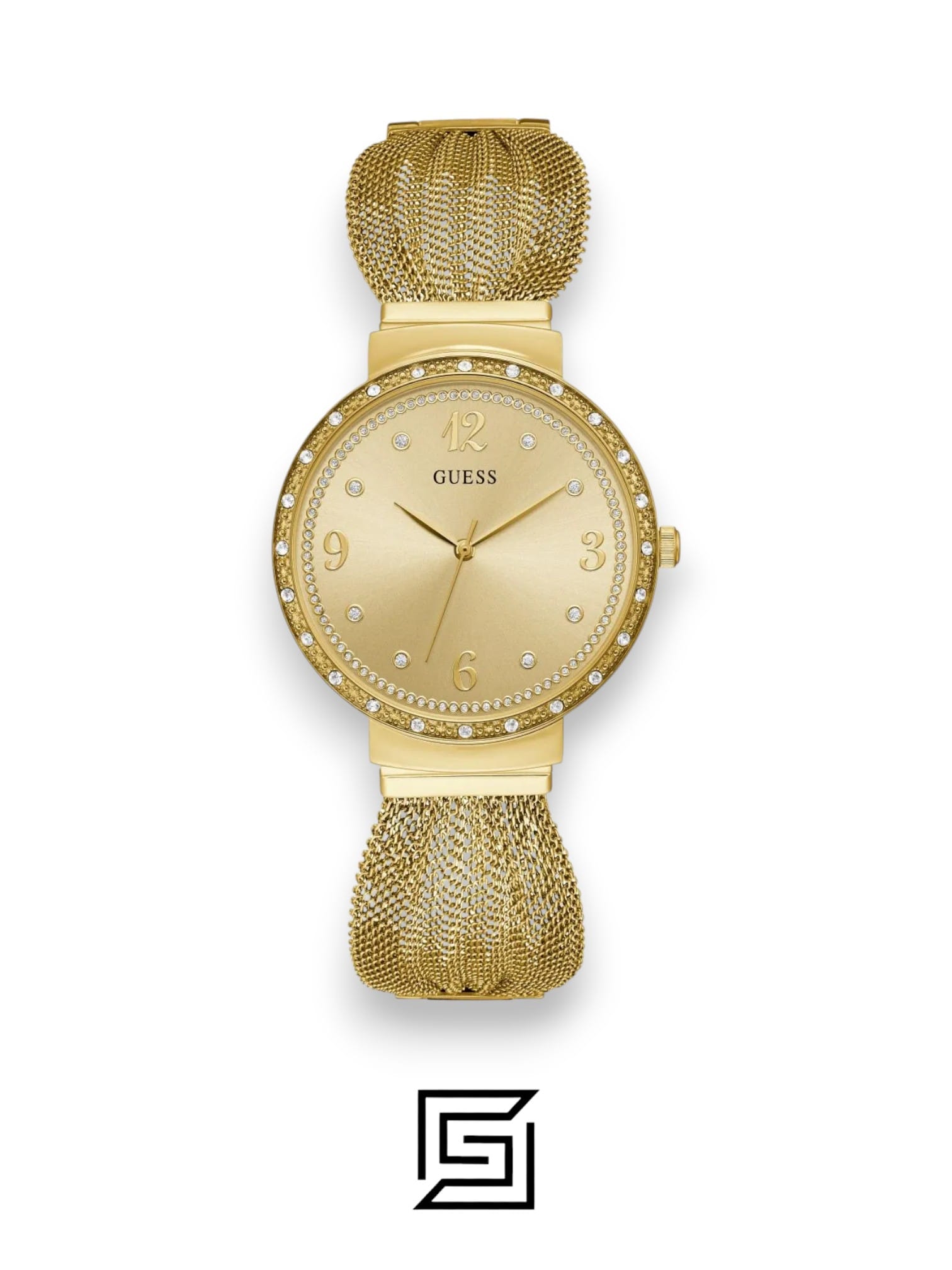 Guess original-watches chiffon-gold-dial-stainless-steel-ladies-watch-w1083l2
