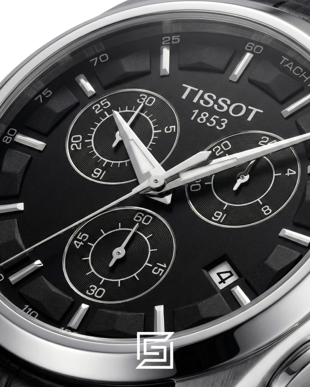 Tissot Couturier Chronograph - Black Dial - Black Leather Strap - Japanese Quartz
