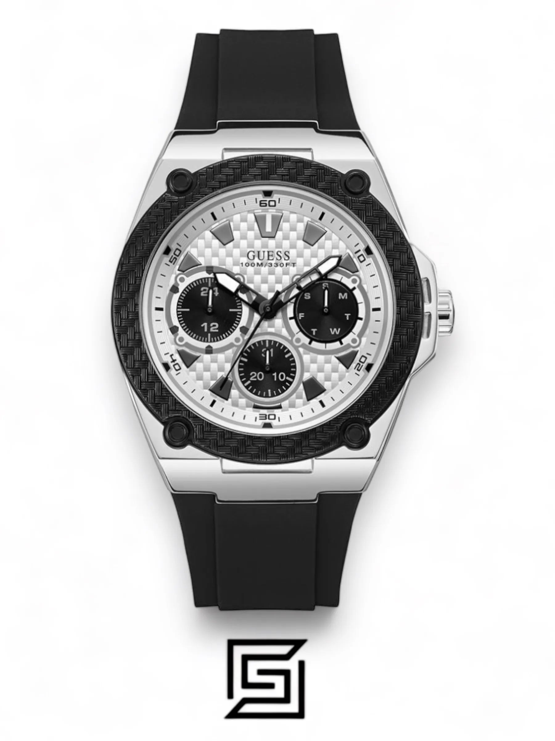 original-watches ساعة يد جيس سيلكون أنالوج دائرية للرجال بحافة مزينة - W1049G3