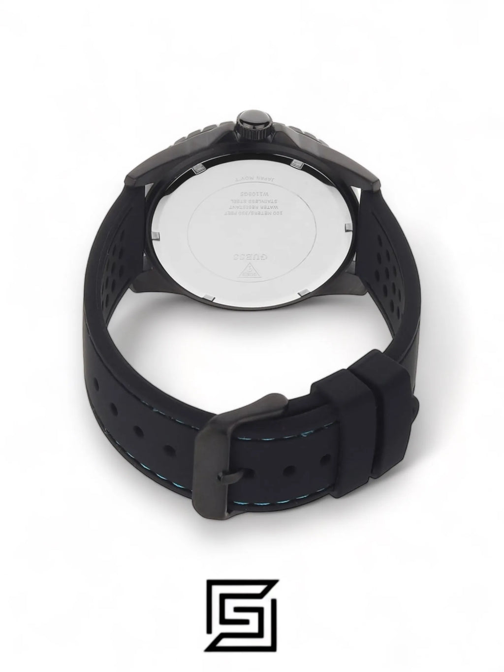 original-watches Guess Men’s Quartz Silicone Strap Black Dial - W1108G5