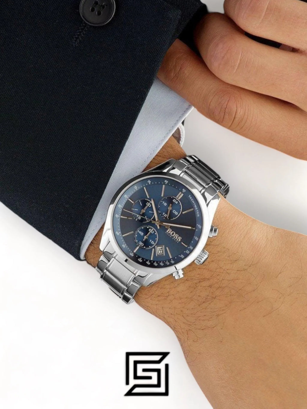 Hugo Boss Grand Prix Men’s Blue Dial Stainless Steel Band Watch – 1513478