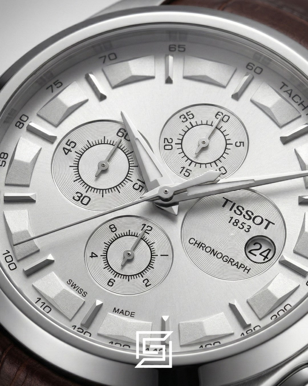 Tissot Couturier Chronograph - Silver Dial - Brown Leather Strap - Japanese Quartz