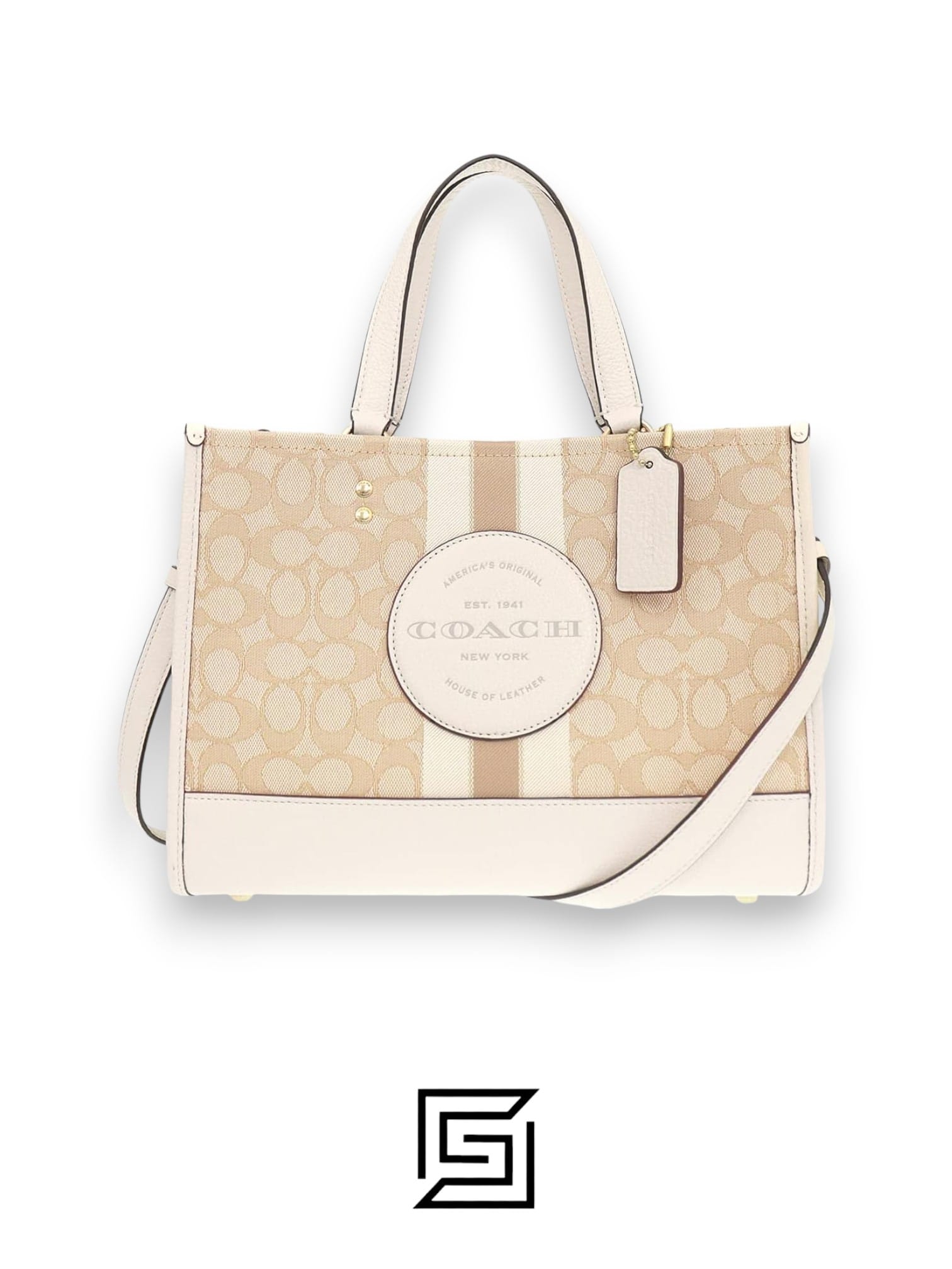 Dempsey Signature Jacquard Tote with Coach Stripe and Patch Style No. C8448 Big Size