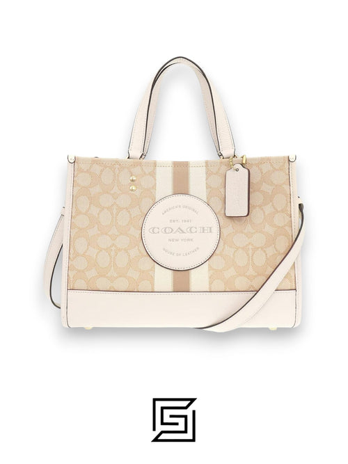 Dempsey Signature Jacquard Tote with Coach Stripe and Patch Style No. C8448 Big Size
