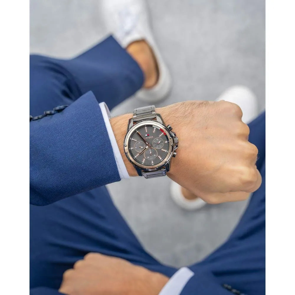 Tommy Hilfiger original-watches ساعة كوارتز رجالية متعددة العقارب من طراز Mason، رمادي 1791790
