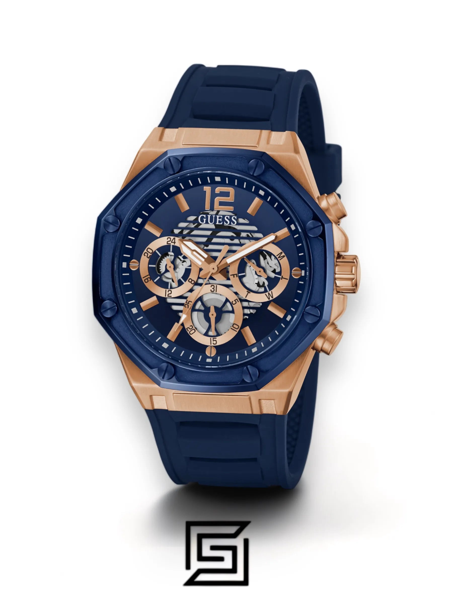 ساعة كرونوغراف مينا أزرق من Guess Original - GW0263G2