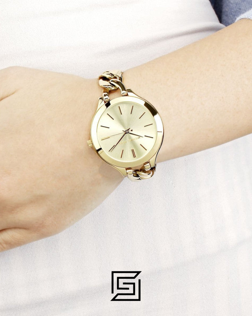 Michael Kors original-watches Slim Runway Champagne Dial Gold-Tone Ladies Watch MK3222