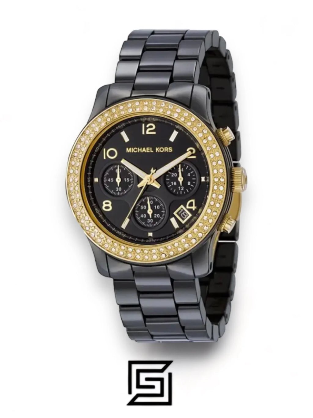 Michael Kors original-watches Women's Black Ceramic Runway Gold Glitz Watch - MK5270