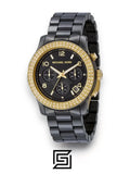 Michael Kors original-watches Women's Black Ceramic Runway Gold Glitz Watch - MK5270