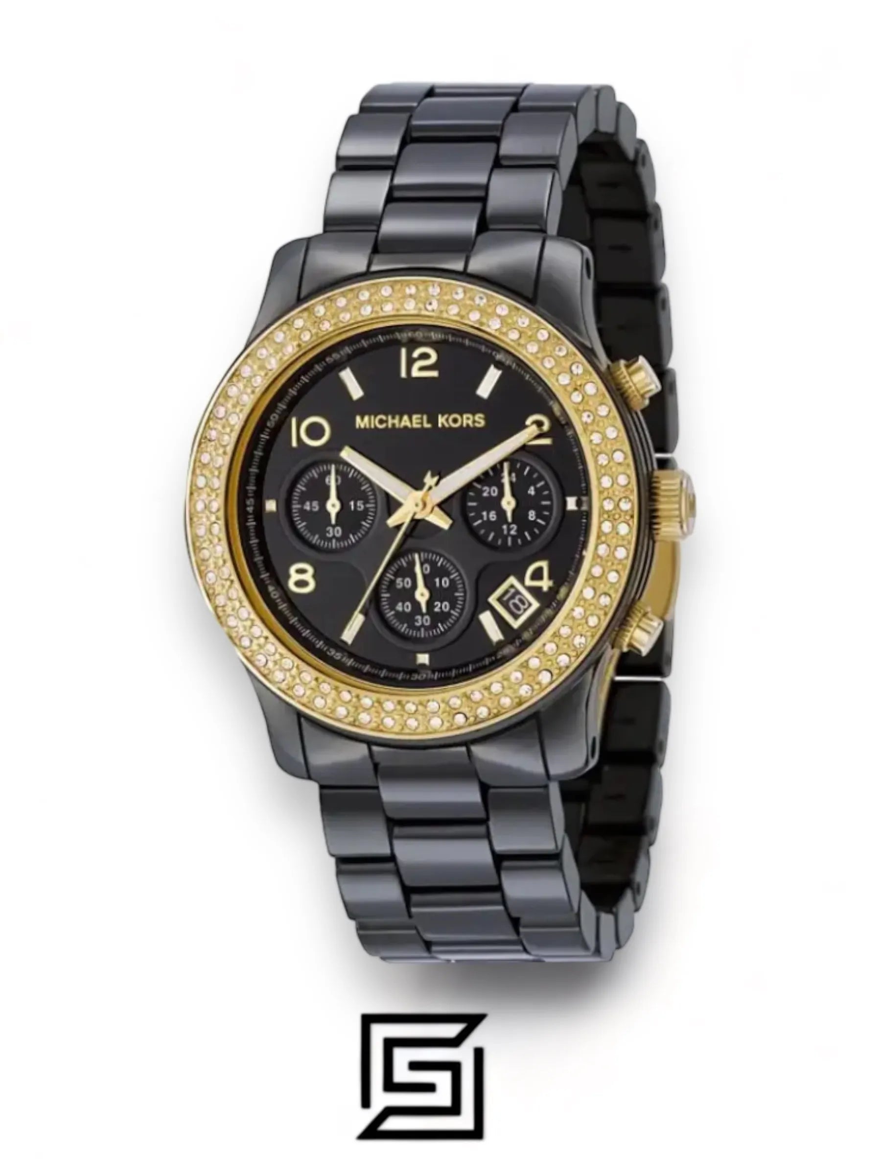 Michael Kors original-watches Women's Black Ceramic Runway Gold Glitz Watch - MK5270