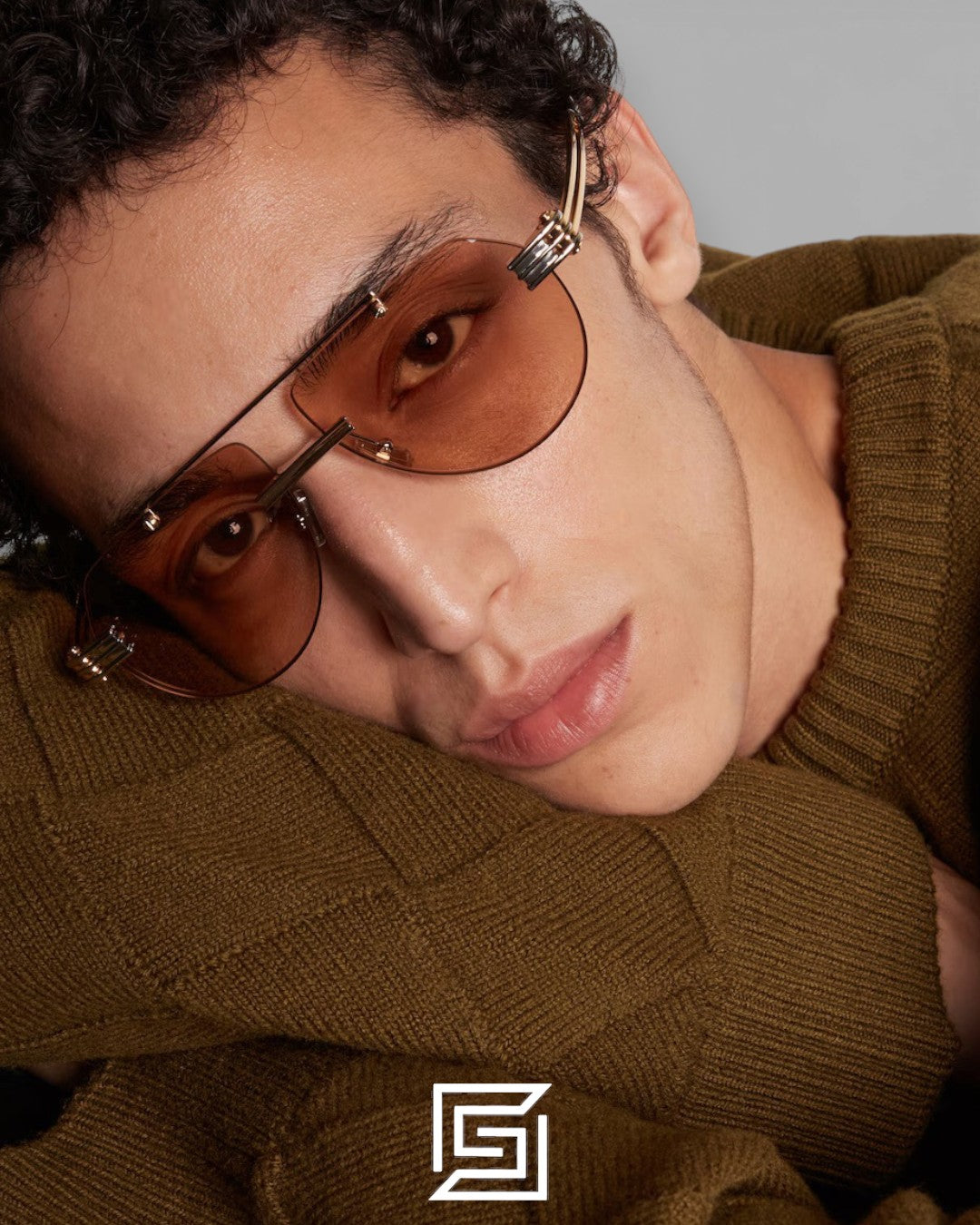 Bottega Veneta BV1342 001 Honey Lenses and Gold x Silver Frame Luxury Aviator Sunglasses