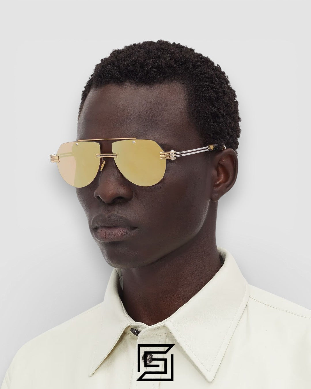 Bottega Veneta BV1342 001 Honey Lenses and Gold x Silver Frame Luxury Aviator Sunglasses