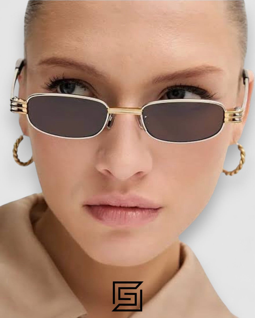 Bottega Veneta BV1381S عدسات أزرق داكن إطار نصف ذهبي