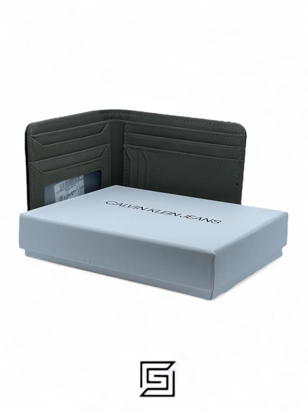 leather CK SINGLE WALLET CALVIN LOGO GREY INSIDE /BLACK