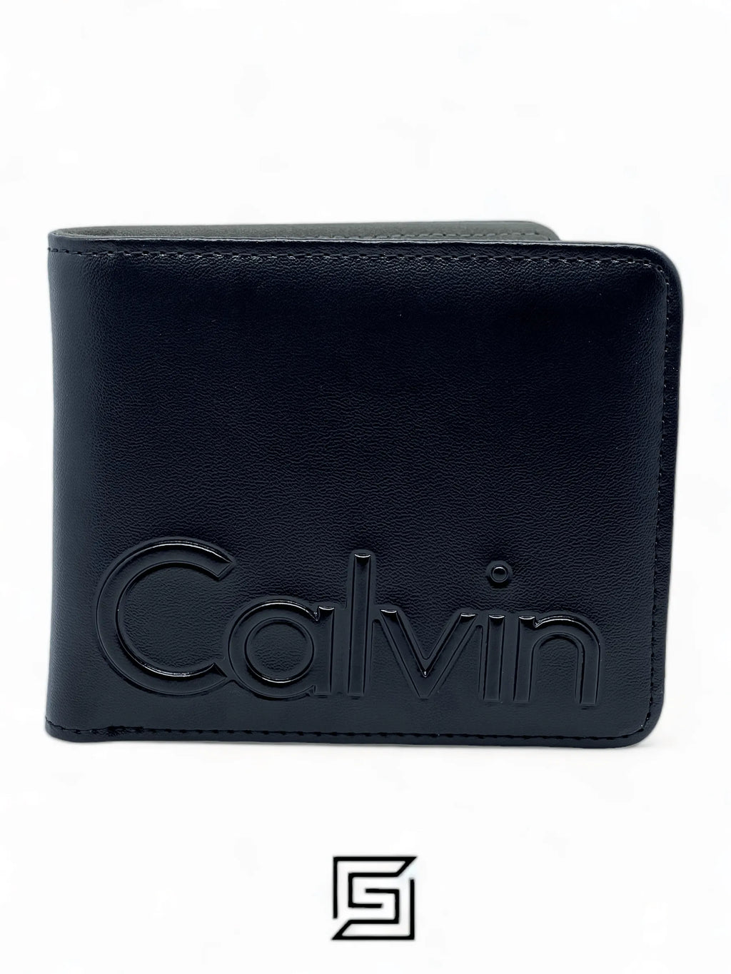 leather CK SINGLE WALLET CALVIN LOGO GREY INSIDE /BLACK