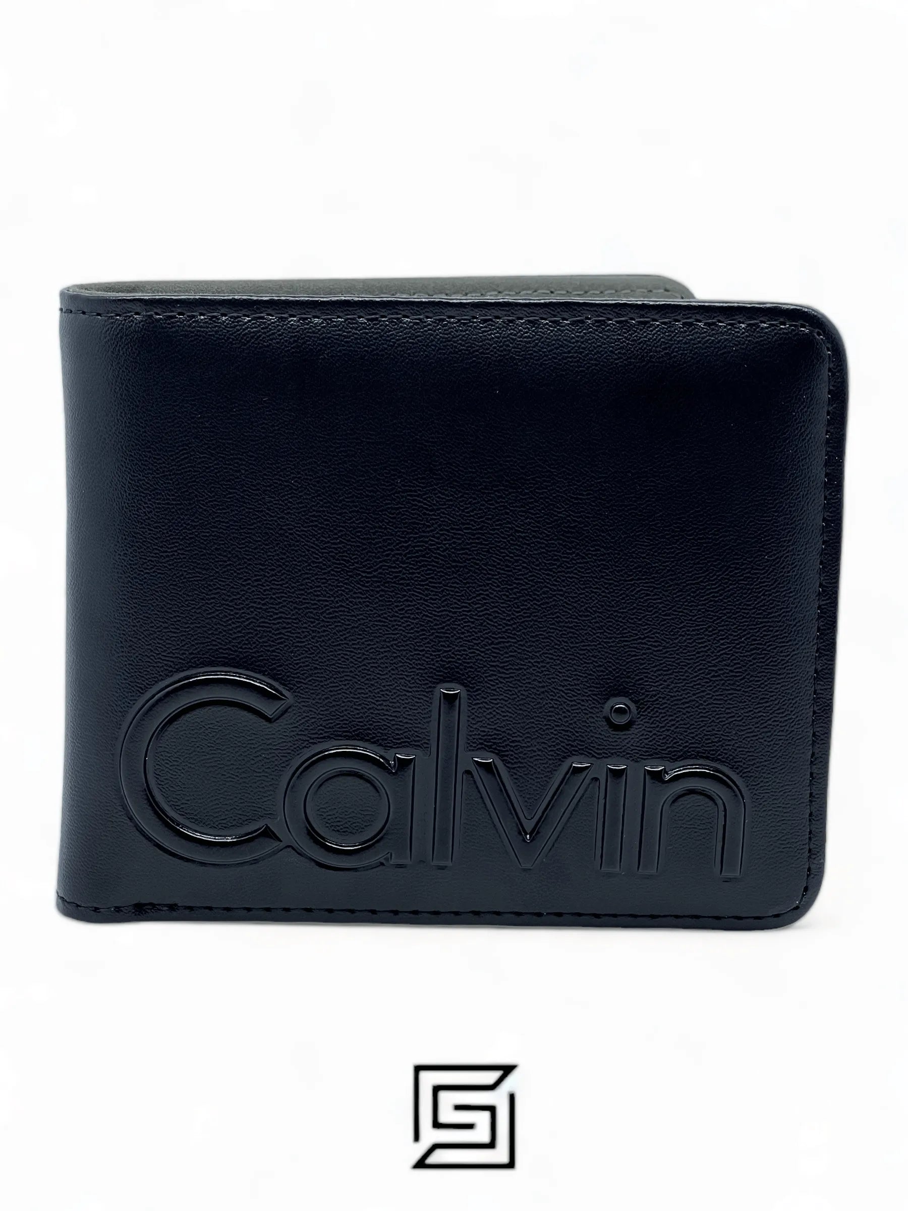 leather CK SINGLE WALLET CALVIN LOGO GREY INSIDE /BLACK