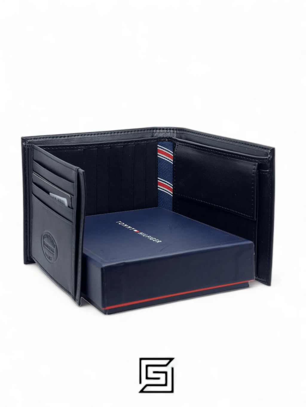 leather TOMMY SINGLE WALLET W FLAT METAL LOGO FLAT PATTERN BIG SIZE/BLACK
