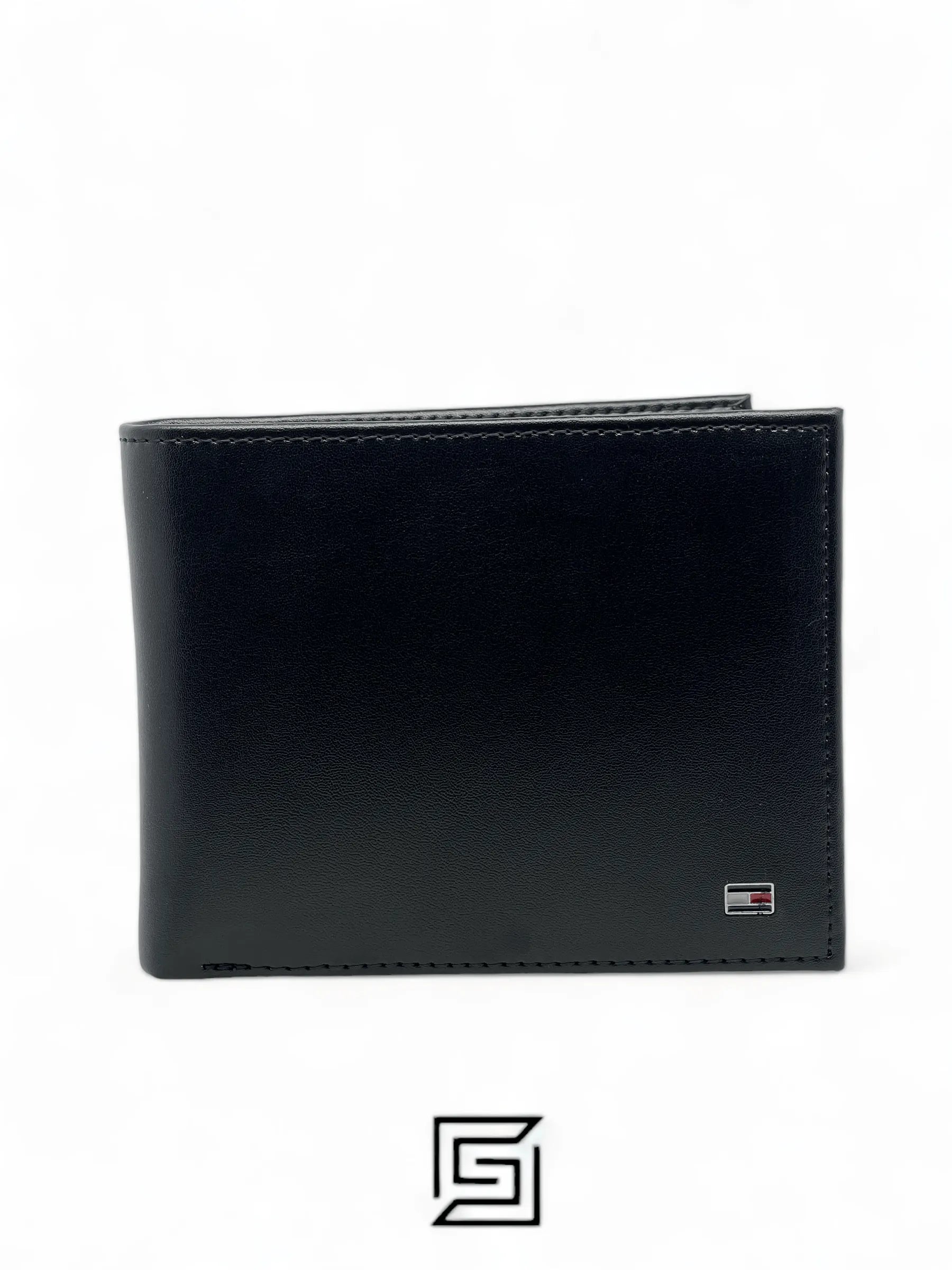 leather TOMMY SINGLE WALLET W FLAT METAL LOGO FLAT PATTERN BIG SIZE/BLACK