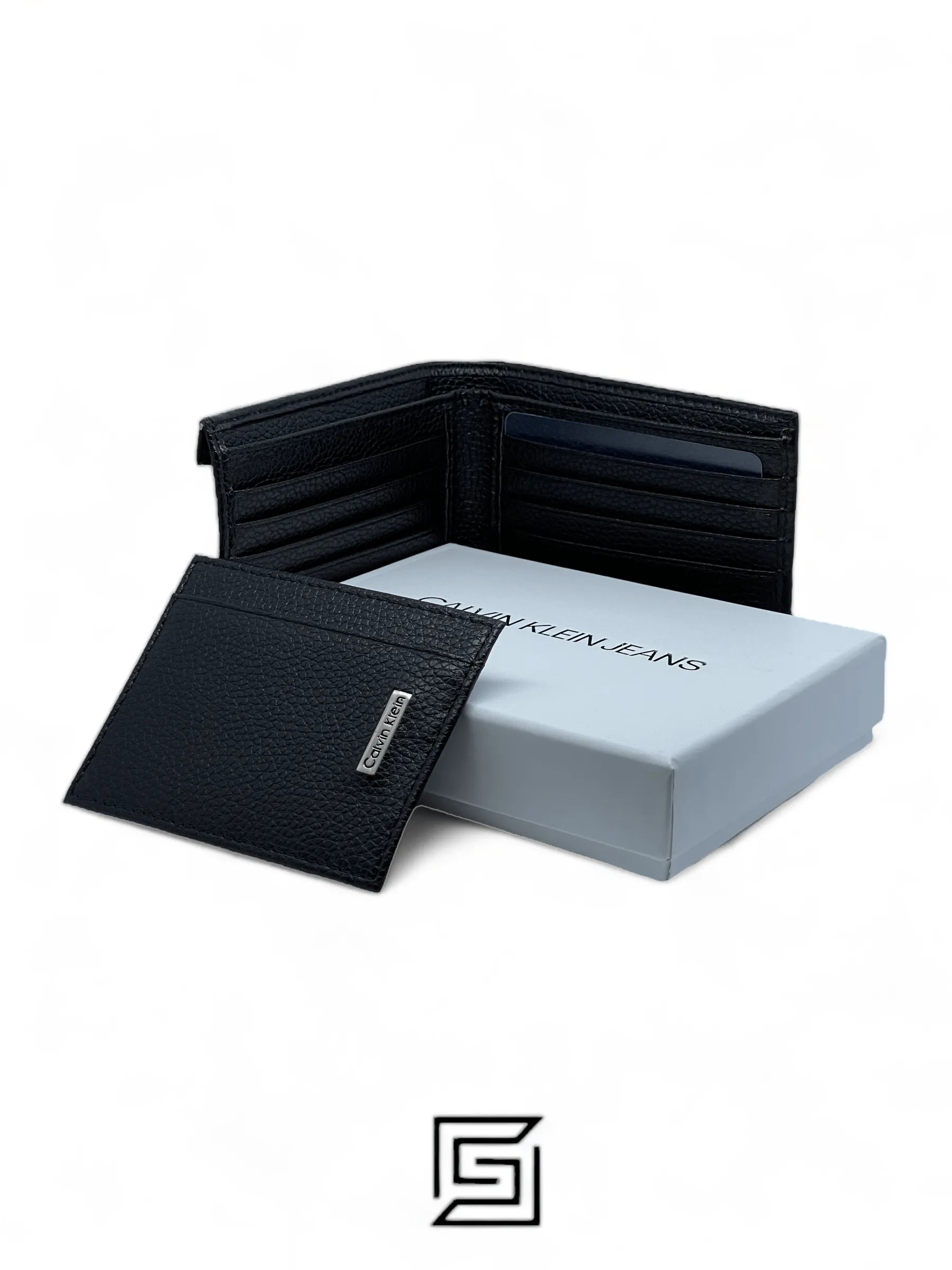 leather CK SINGLE WALLET CREDIT ON FRONT/BLACK