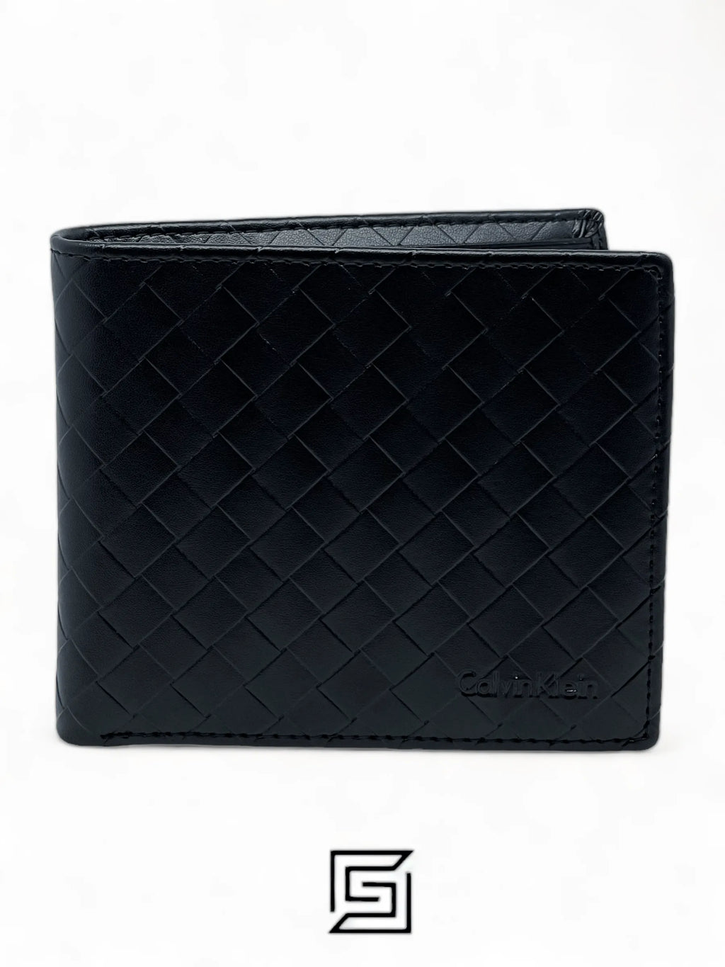 leather CK SINGLE WALLET CHESS PATTIERN /BLACK