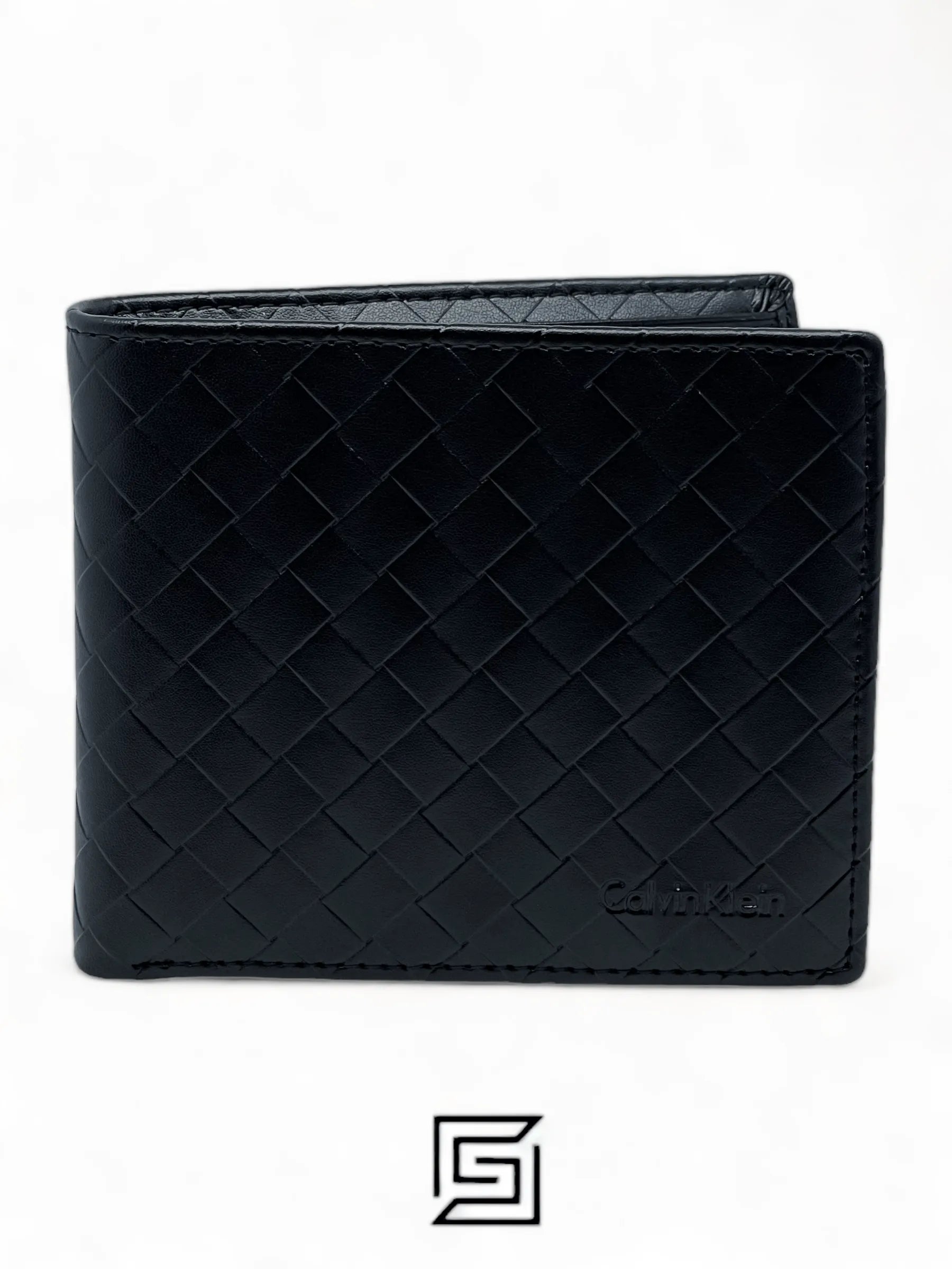 leather CK SINGLE WALLET CHESS PATTIERN /BLACK