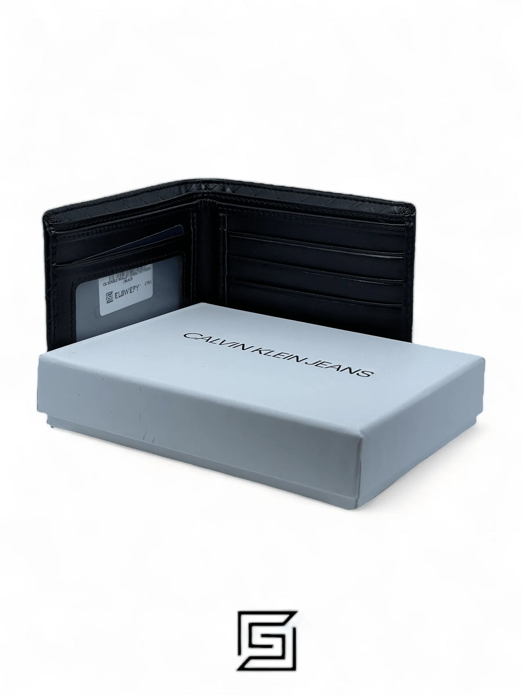 leather CK SINGLE WALLET CHESS PATTIERN /BLACK