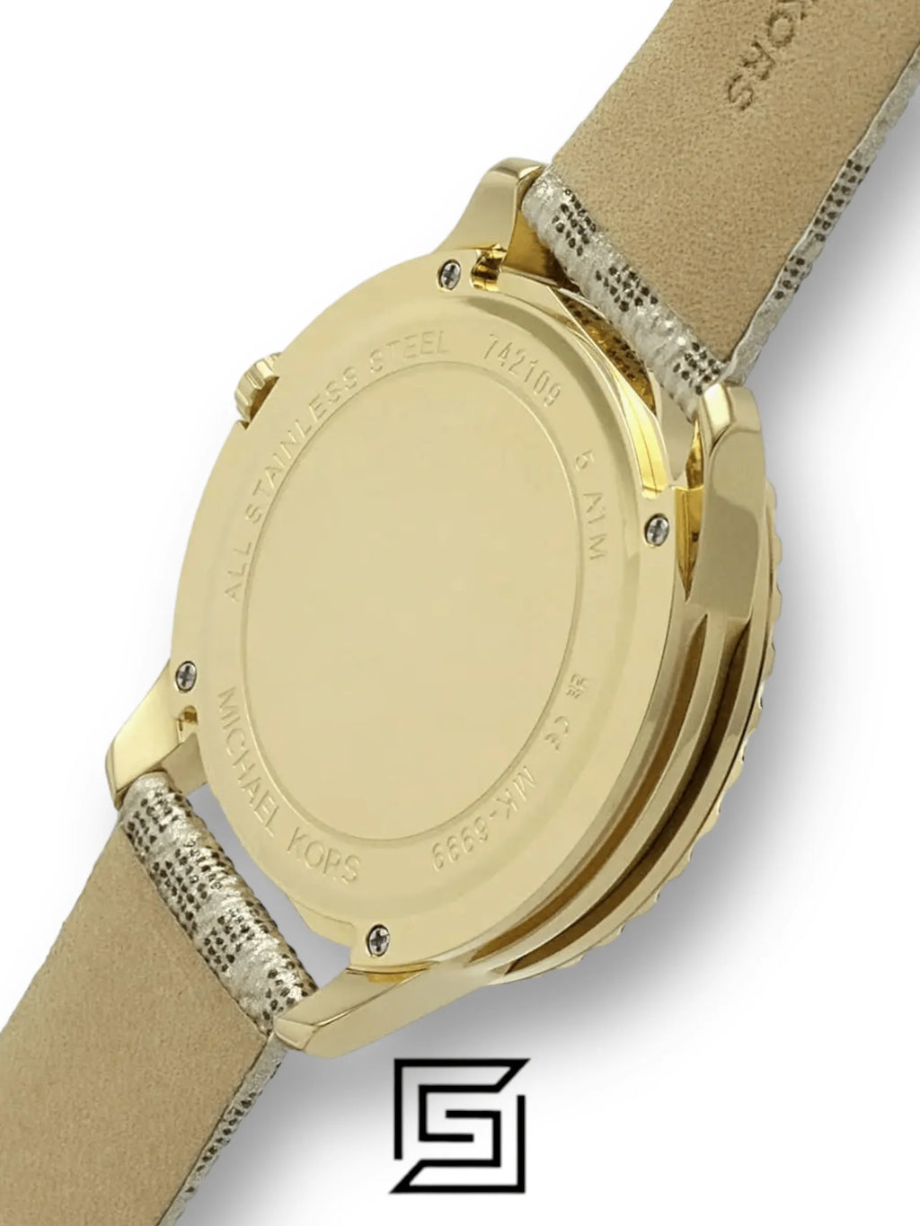 original-watches ساعة مايكل كورس رانواي كوارتز ستانلس ستيل للنساء مع سوار PVC، ذهبي، 20 (الموديل: MK6999)