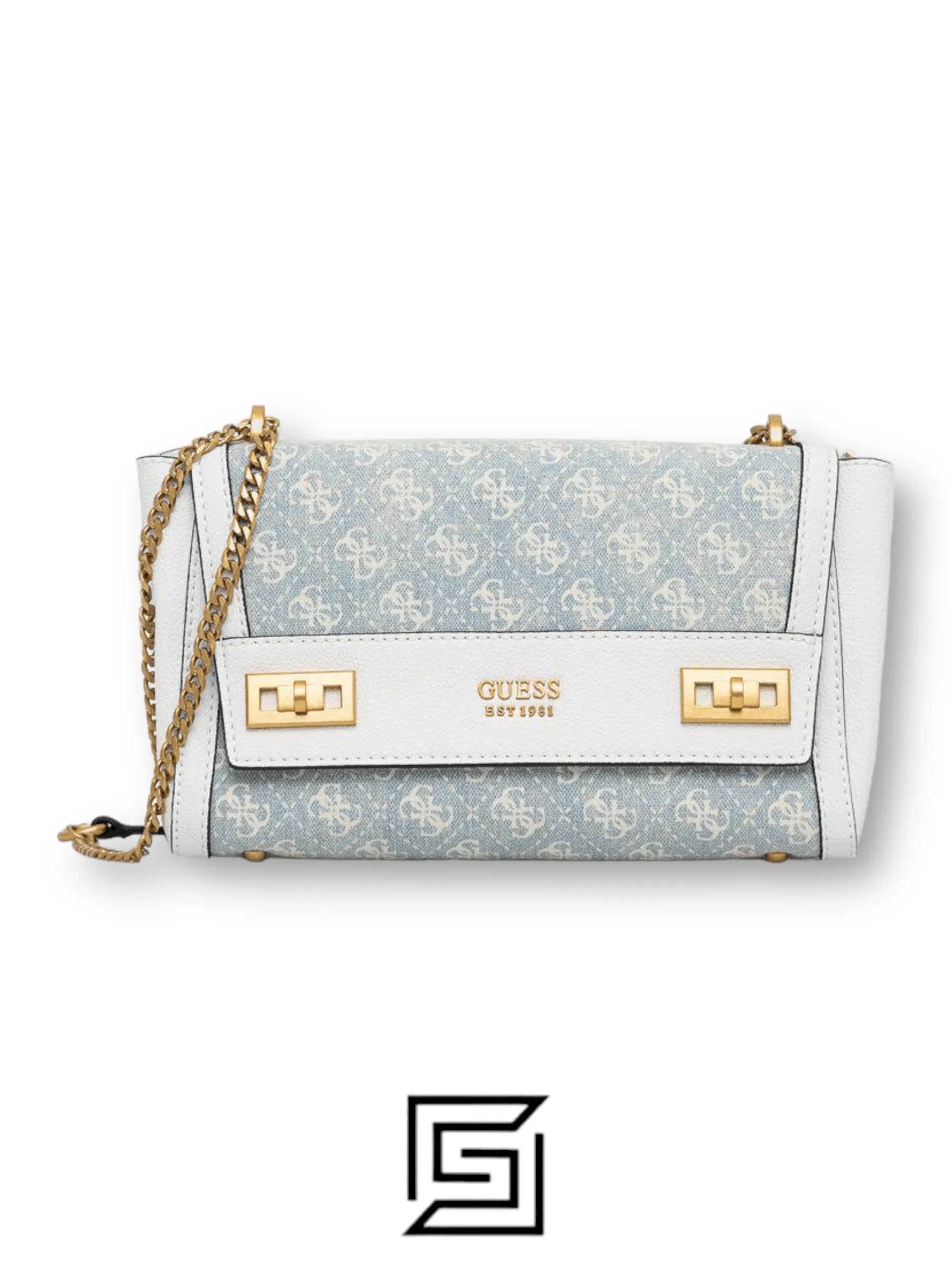 جلد GUESS حقيبة كتف Katy أزرق دينيم بشعار DA787019