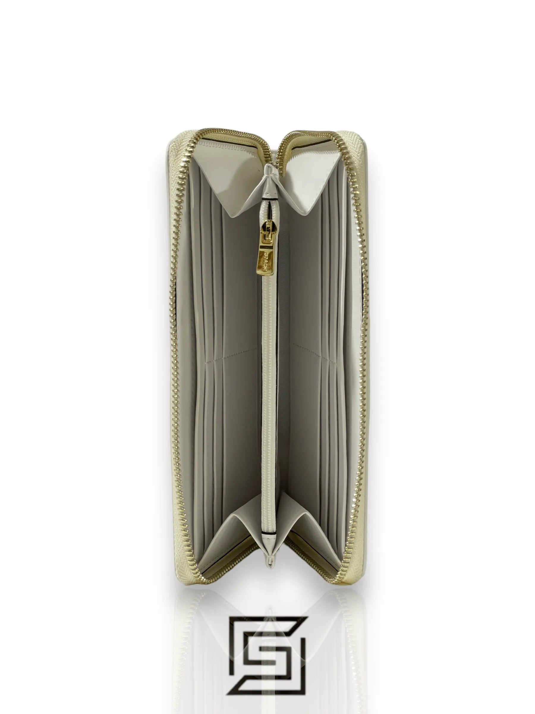 Coach Accordion Zip Wallet In Signature Canvas Khaki & White Style No. F54630