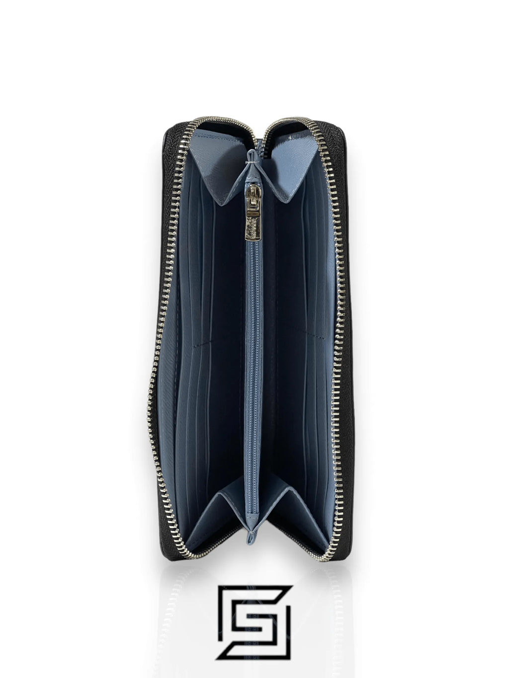 COACH محفظة كوتش طويلة بسحاب دائري على شكل نحلة Accordion أبيض أزرق فاتح F23498