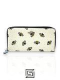 COACH محفظة كوتش طويلة بسحاب دائري على شكل نحلة Accordion أبيض أزرق فاتح F23498