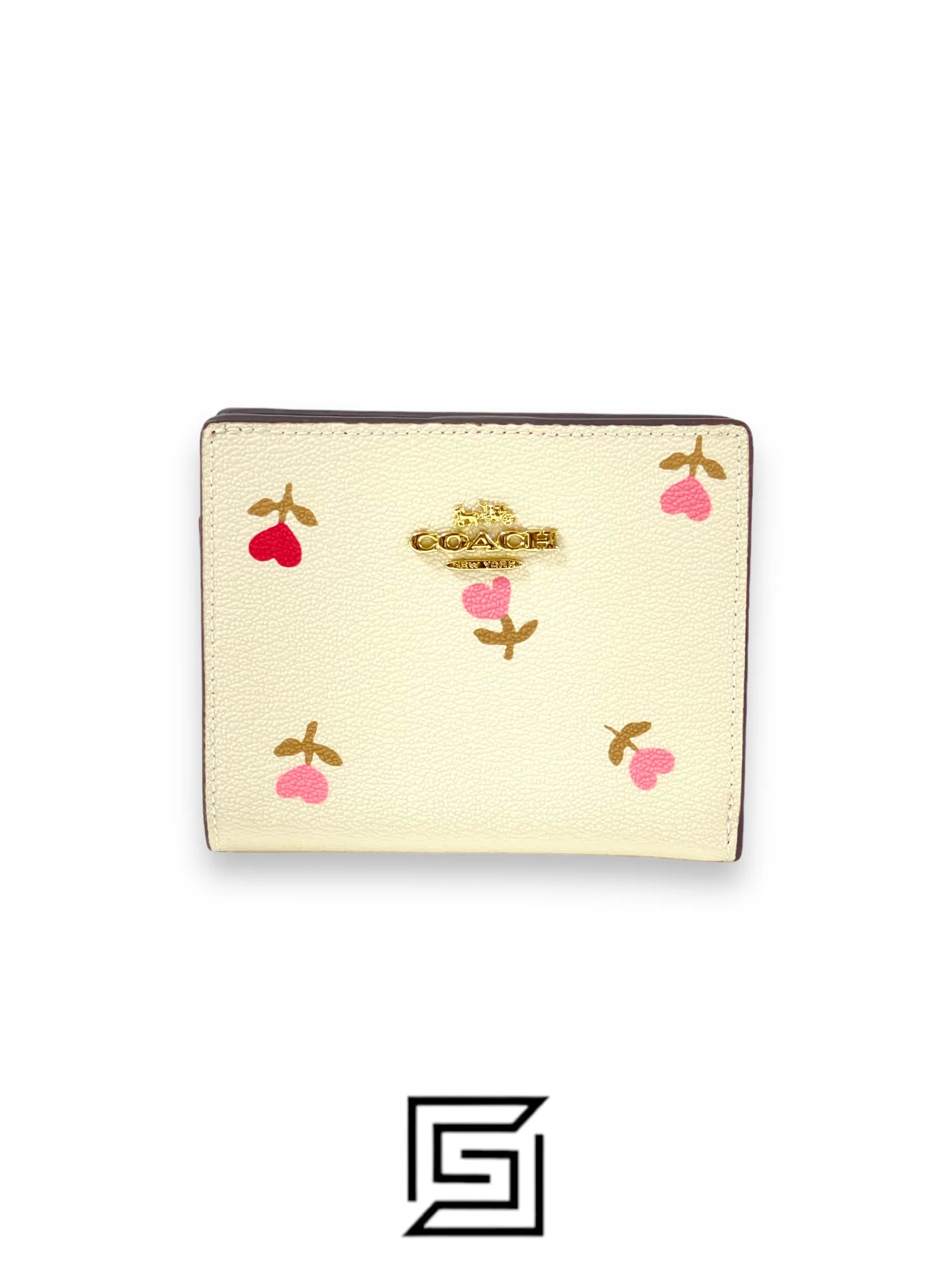 Coach Snap Wallet With Heart Floral Print White Style No. C2868