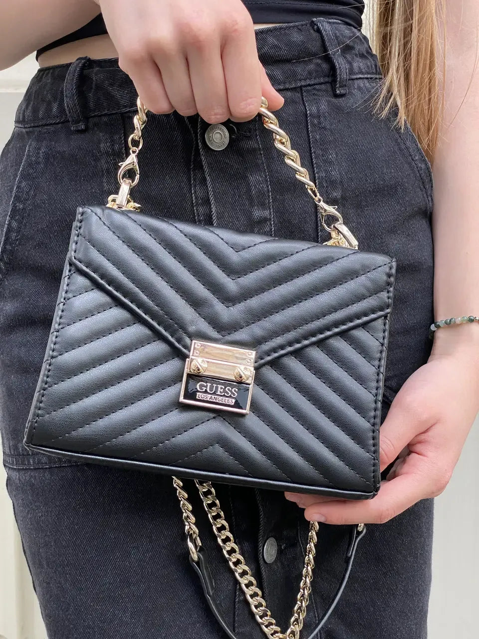 leather guess Black Quilt 19gf-280