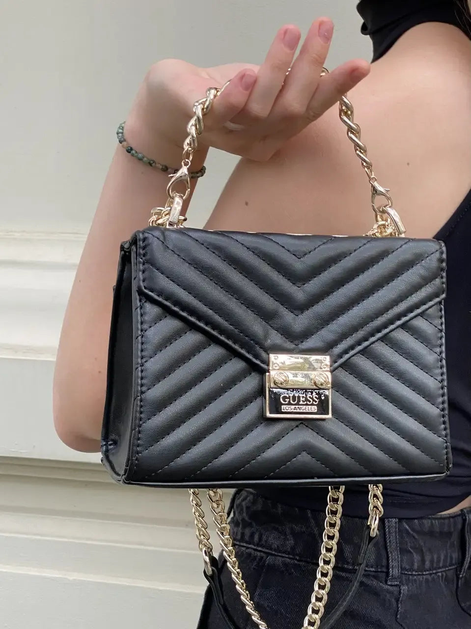 leather guess Black Quilt 19gf-280