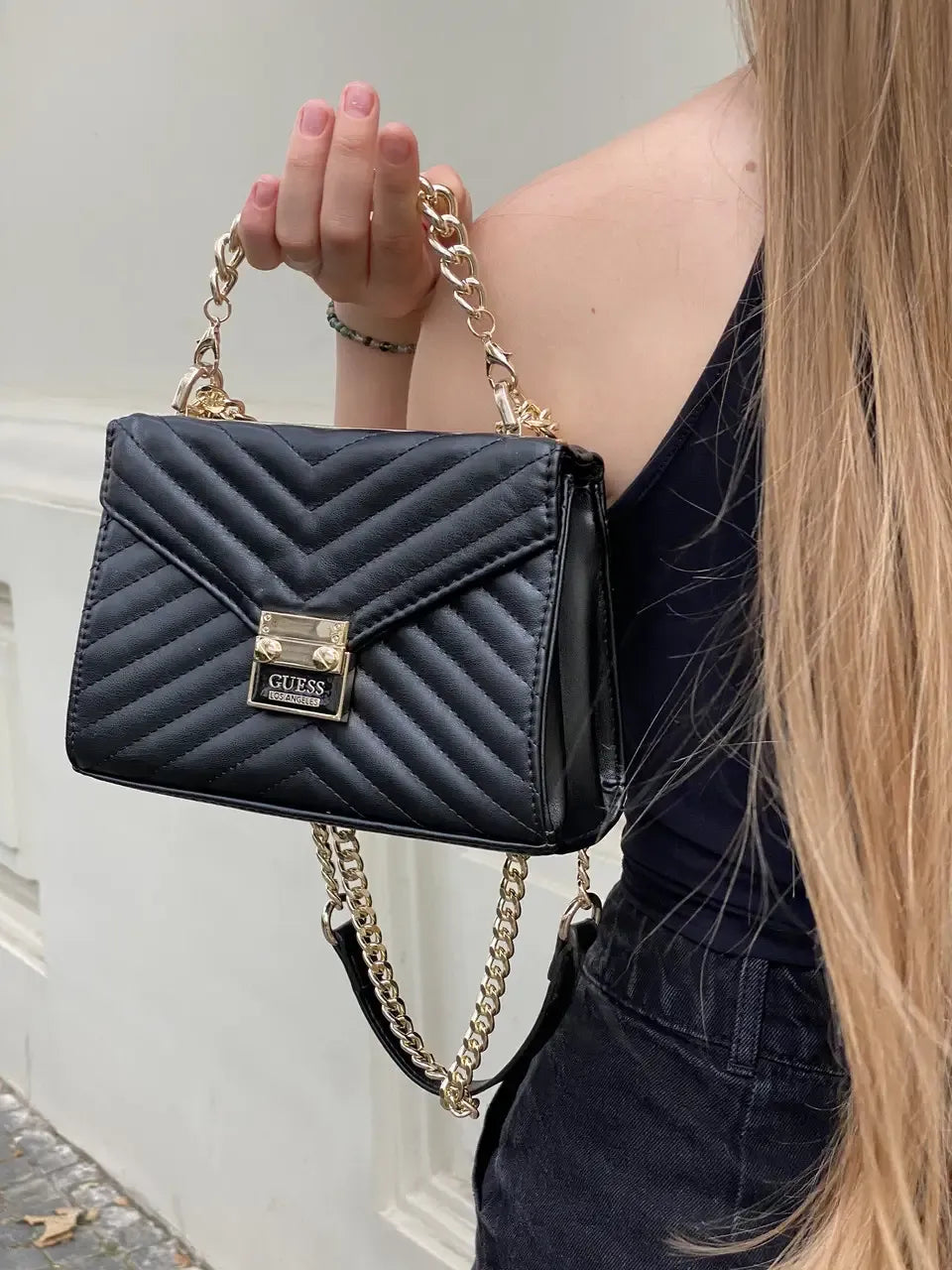 leather guess Black Quilt 19gf-280