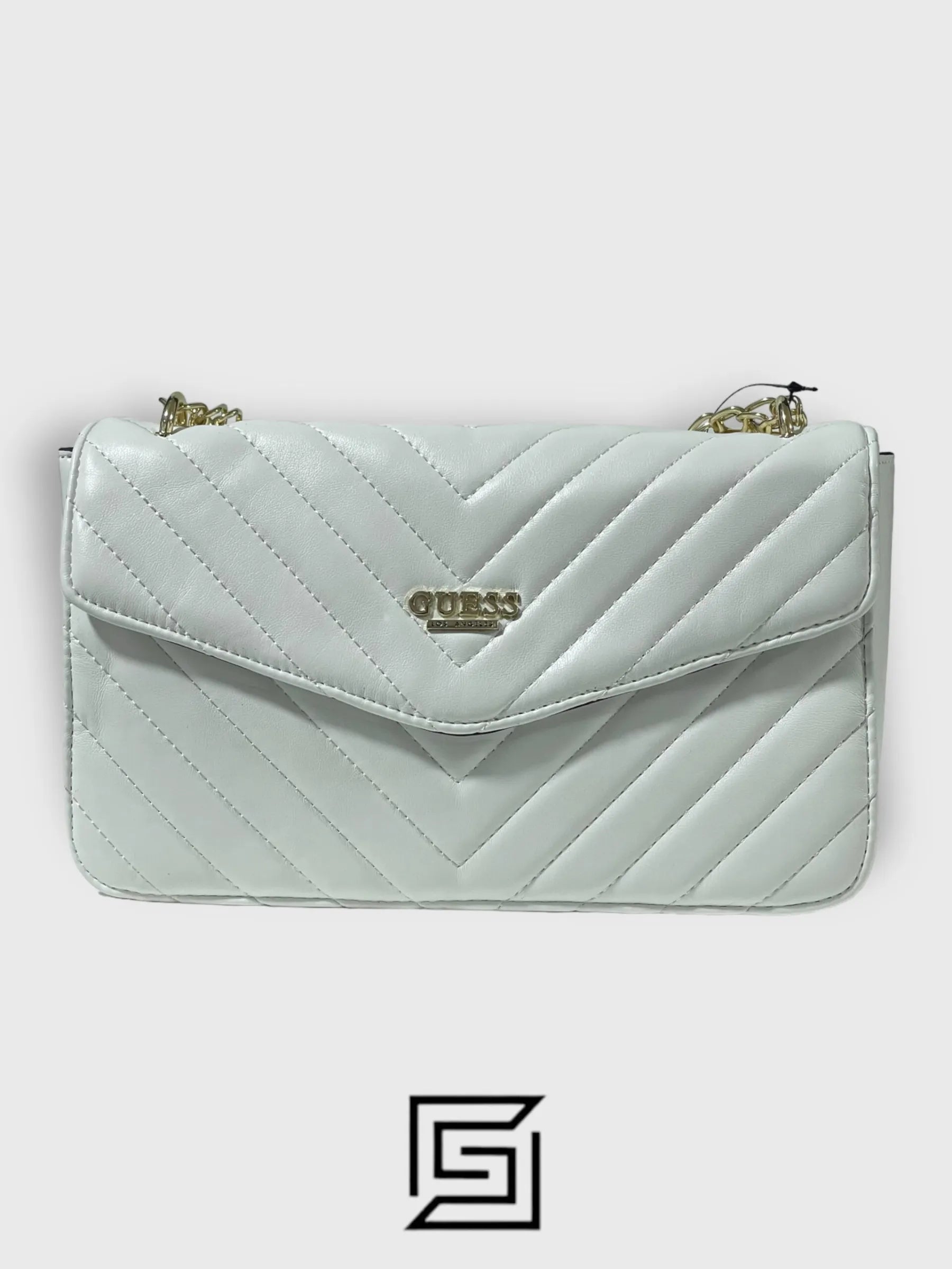 leather guess Blairsville Quilted Flap Crossbody 21GF-048 White