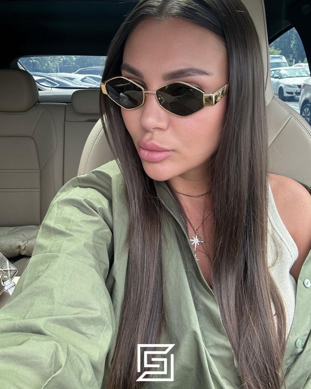 CELINE CL40254U Olive Lenses Gold Frame