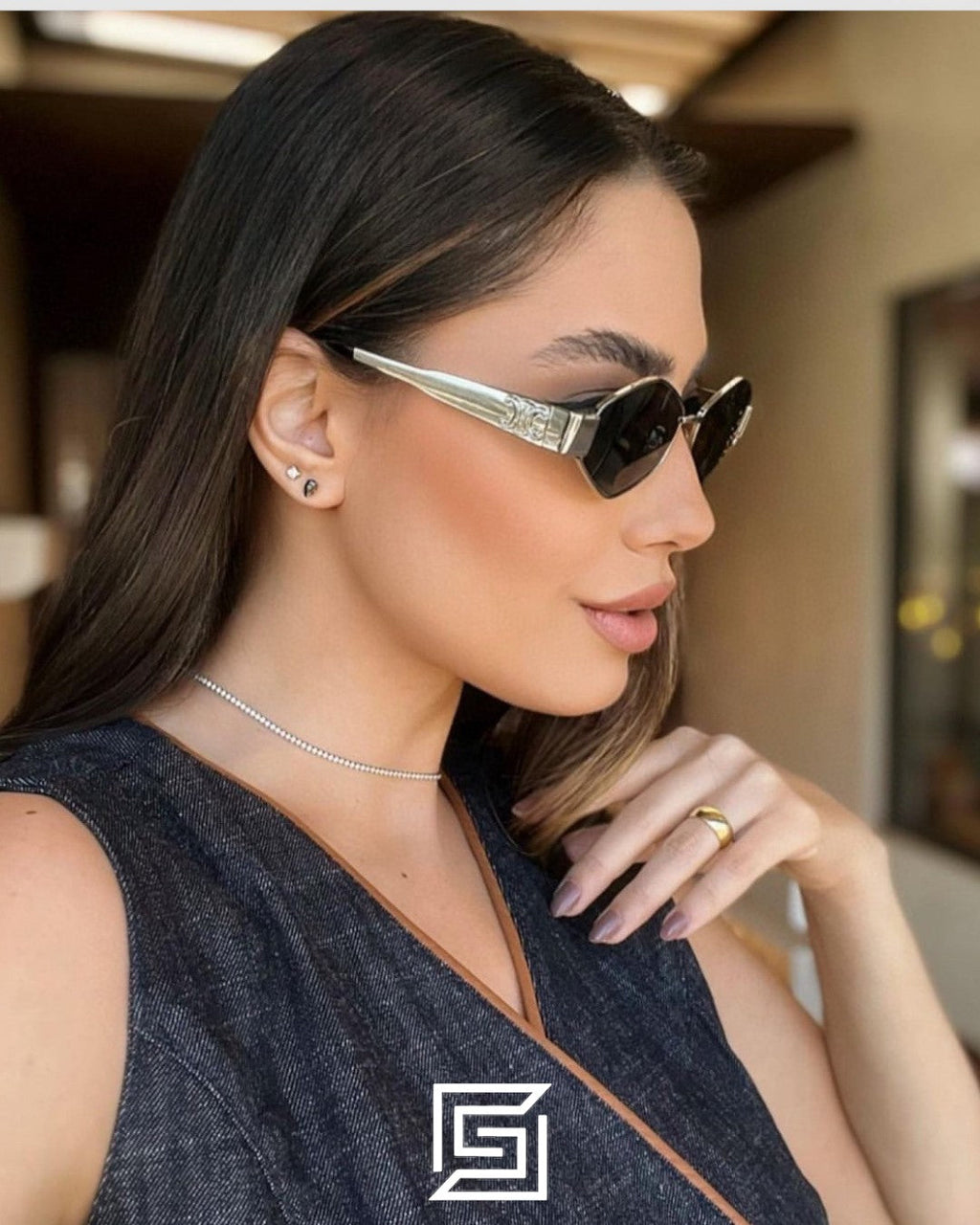 CELINE CL40254U عدسات بنية إطار ذهبي وردي