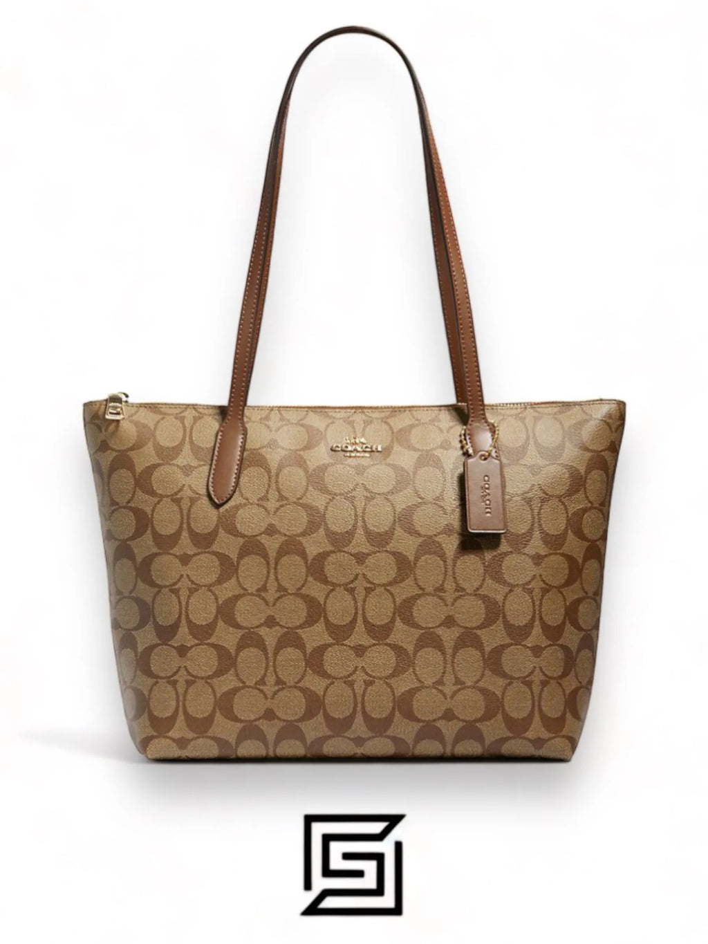 COACH Zip Top Tote Bag In Signature Canvas Cream Style No. 4455
