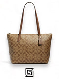COACH Zip Top Tote Bag In Signature Canvas Cream Style No. 4455