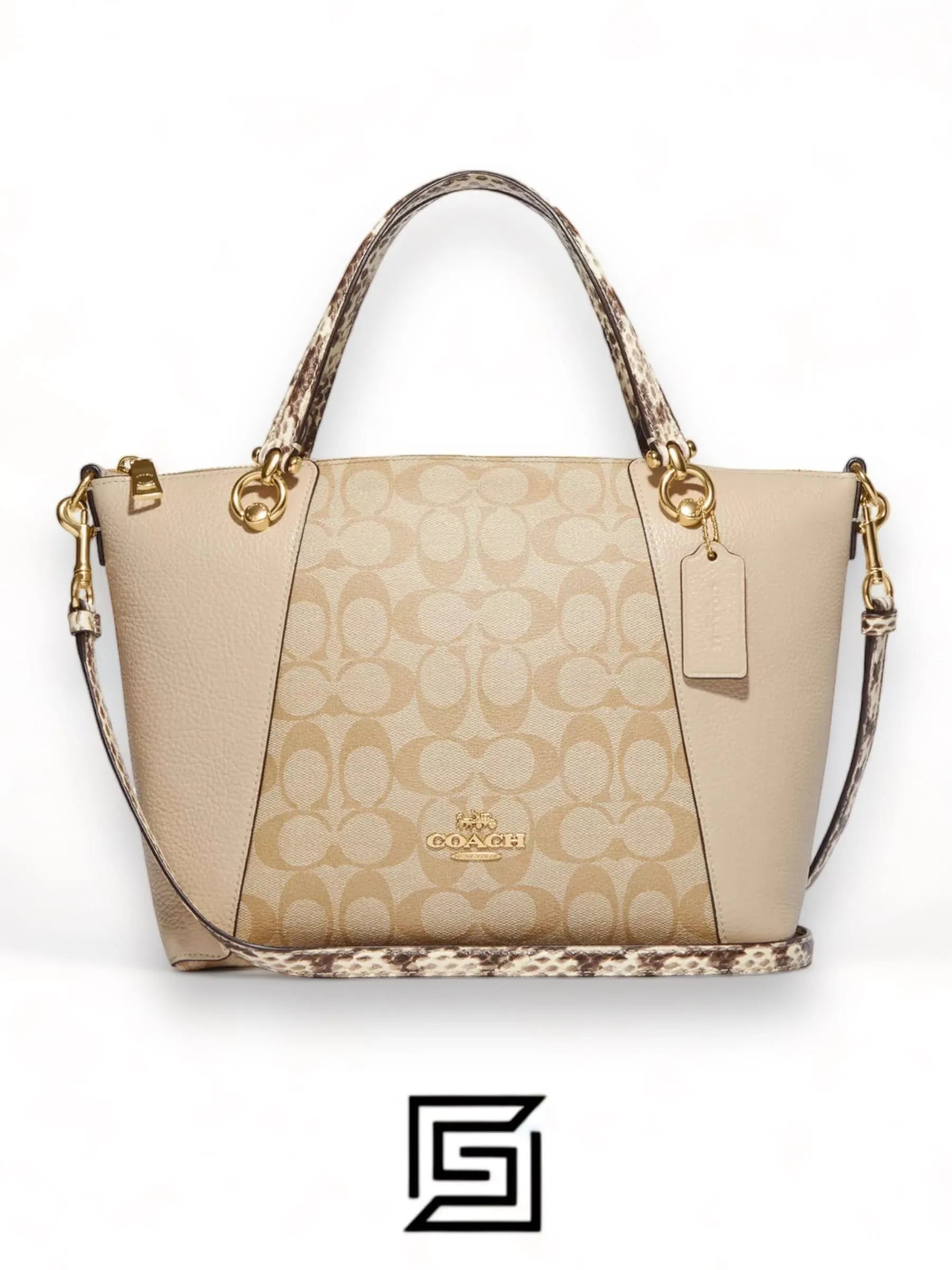 Coach leather Kacey Satchel In Colorblock Signature Canvas White C7261