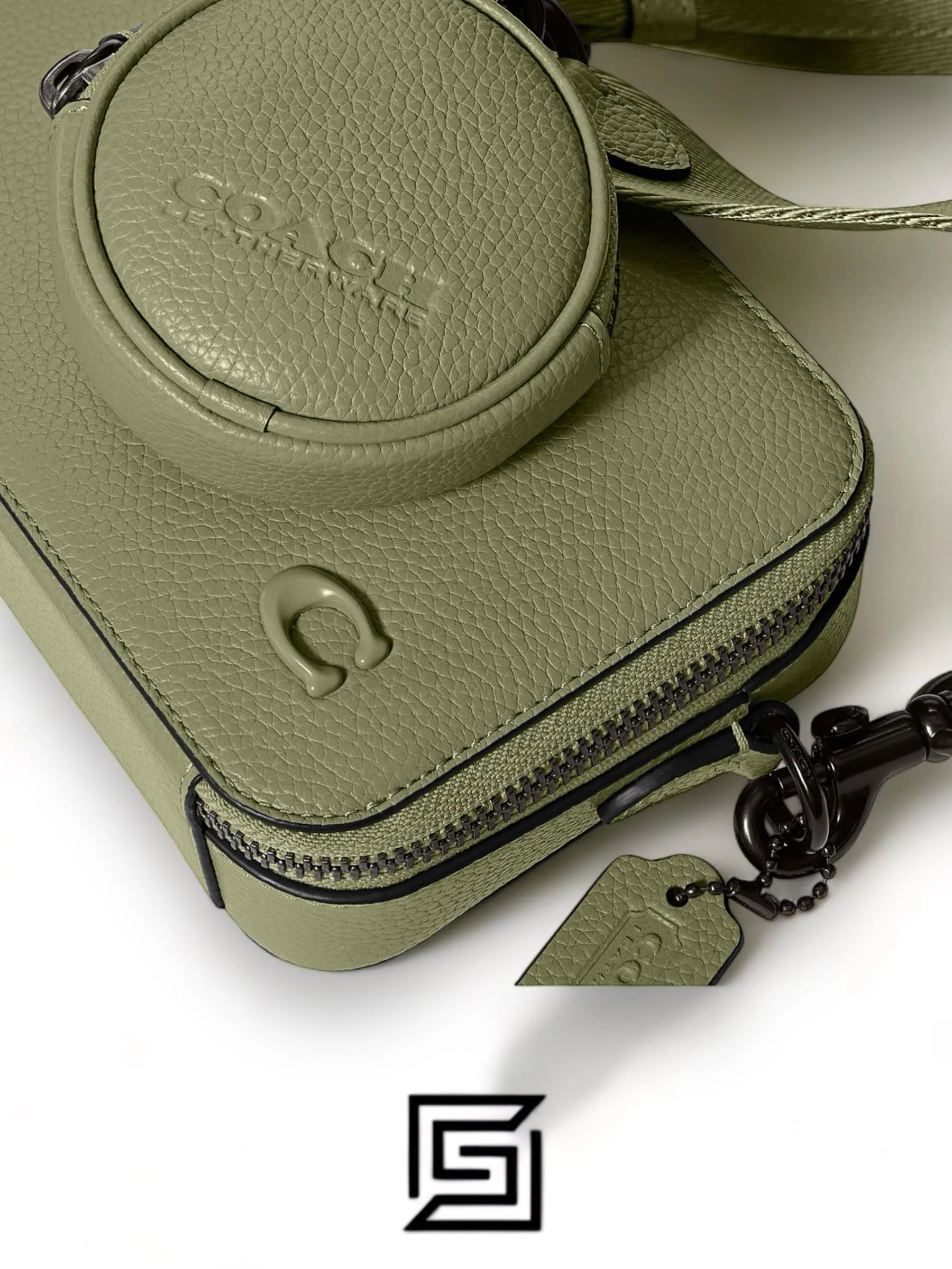 Coach leather Charter Slim Crossbody Green CC070