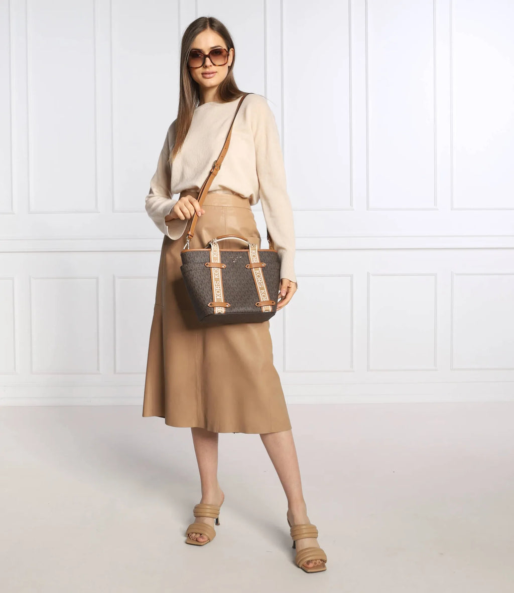 leather Michael Kors Maeve Small Bag with Logos For Women Model 30T2G5VT1B Brown, Brown/Acorn