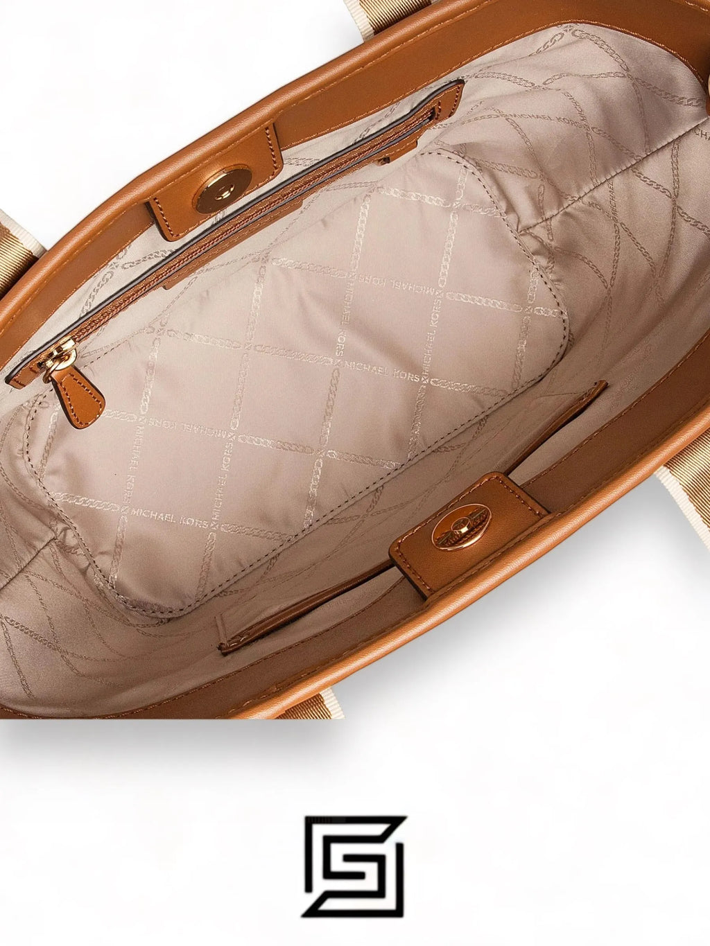 leather Michael Kors Maeve Small Bag with Logos For Women Model 30T2G5VT1B Brown, Brown/Acorn