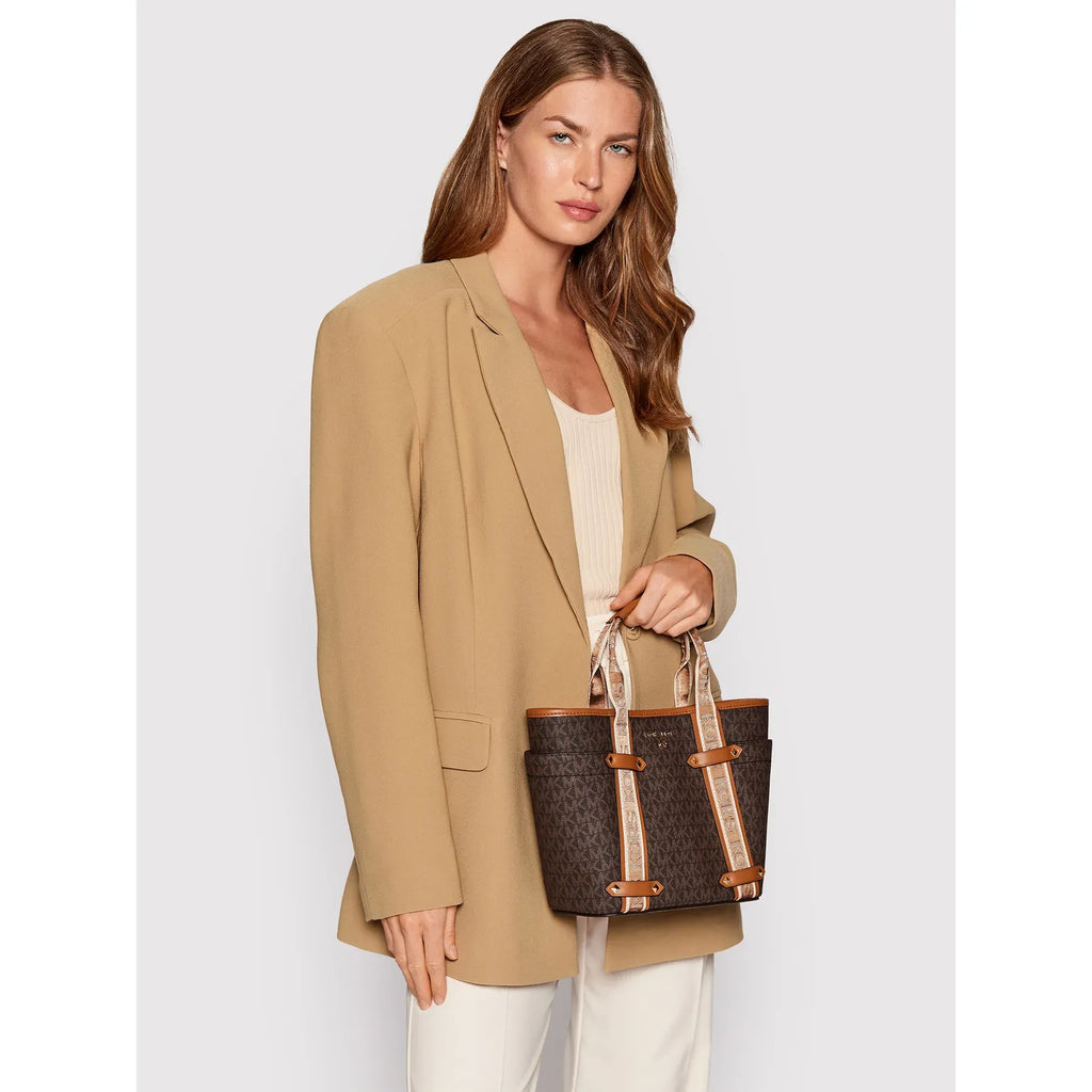 leather Michael Kors Maeve Small Bag with Logos For Women Model 30T2G5VT1B Brown, Brown/Acorn