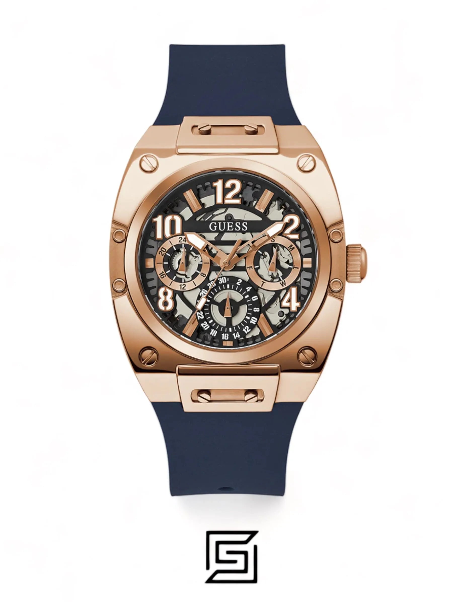 original-watches ساعة جيس رجالية كحلية بلون ذهبي وردي متعددة الوظائف GW0569G3