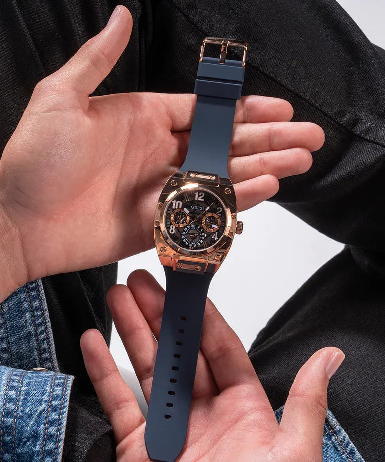 original-watches ساعة جيس رجالية كحلية بلون ذهبي وردي متعددة الوظائف GW0569G3