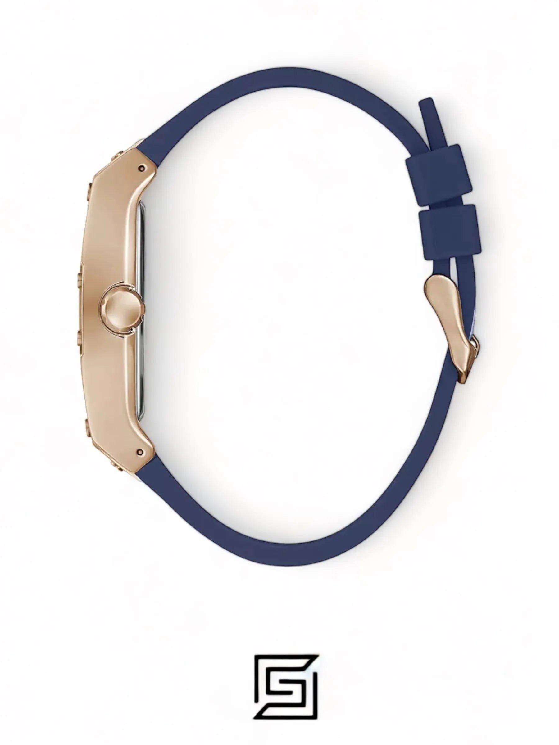 ساعة يد رجالية أصلية من Guess، ذهبية وردية، متعددة الوظائف، سوار أزرق - GW0202G4
