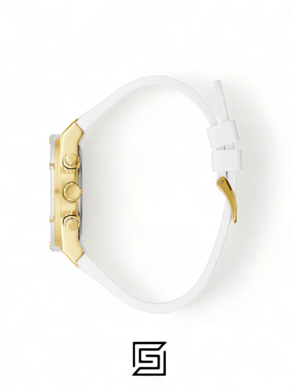 Guess original-watches ساعة بيولوجية بيضاء وذهبية صديقة للبيئة GW0409L2